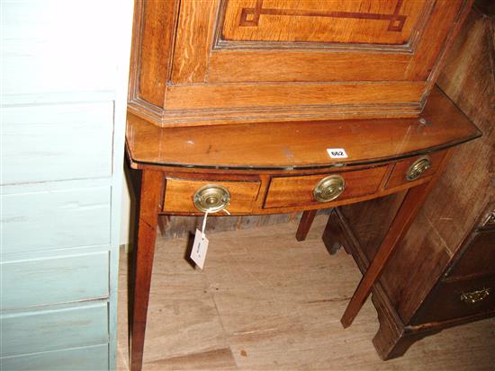 George III mahogany bow-fronted side table fitted three drawers